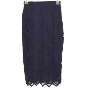 New H&M Lace Pencil Dark Blue Gold Label